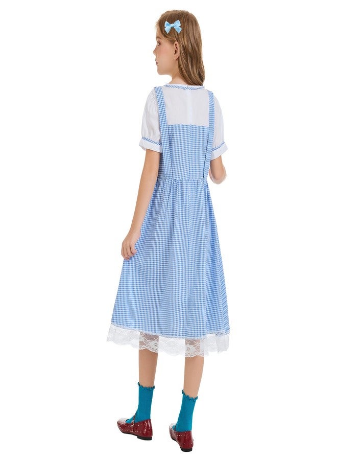 Prebene Halloween Costumes for Girls Blue Gingham Dress Wizard Outfits 3-15 years (Large) - Image 2