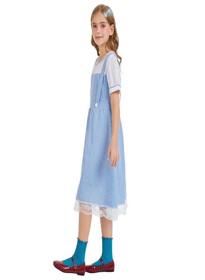 Prebene Halloween Costumes for Girls Blue Gingham Dress Wizard Outfits 3-15 years (Large) - Image 4