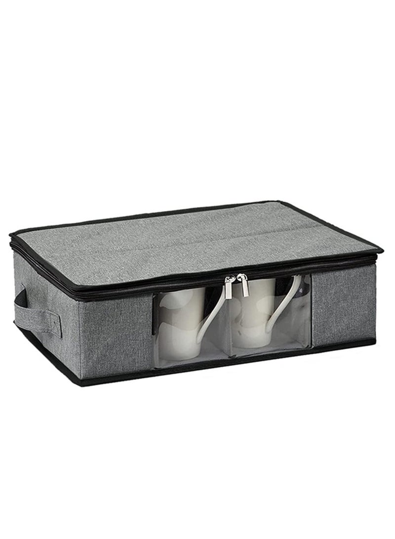 Tea Maker Mug And Cup Storage Box Coffee Mug Organizer Tea Cup Storage Container Glass Mug Storage Chest Case With Dividers - Image 1