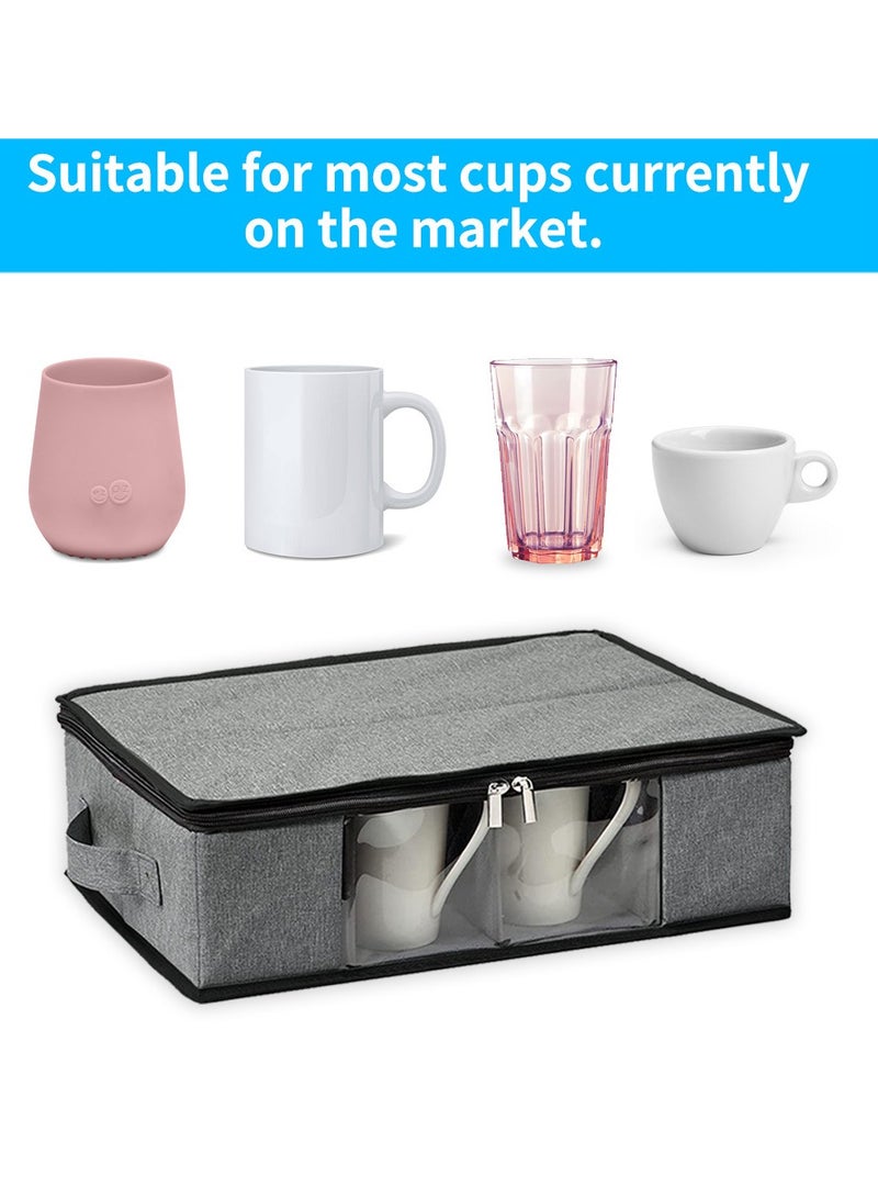 Tea Maker Mug And Cup Storage Box Coffee Mug Organizer Tea Cup Storage Container Glass Mug Storage Chest Case With Dividers - Image 2