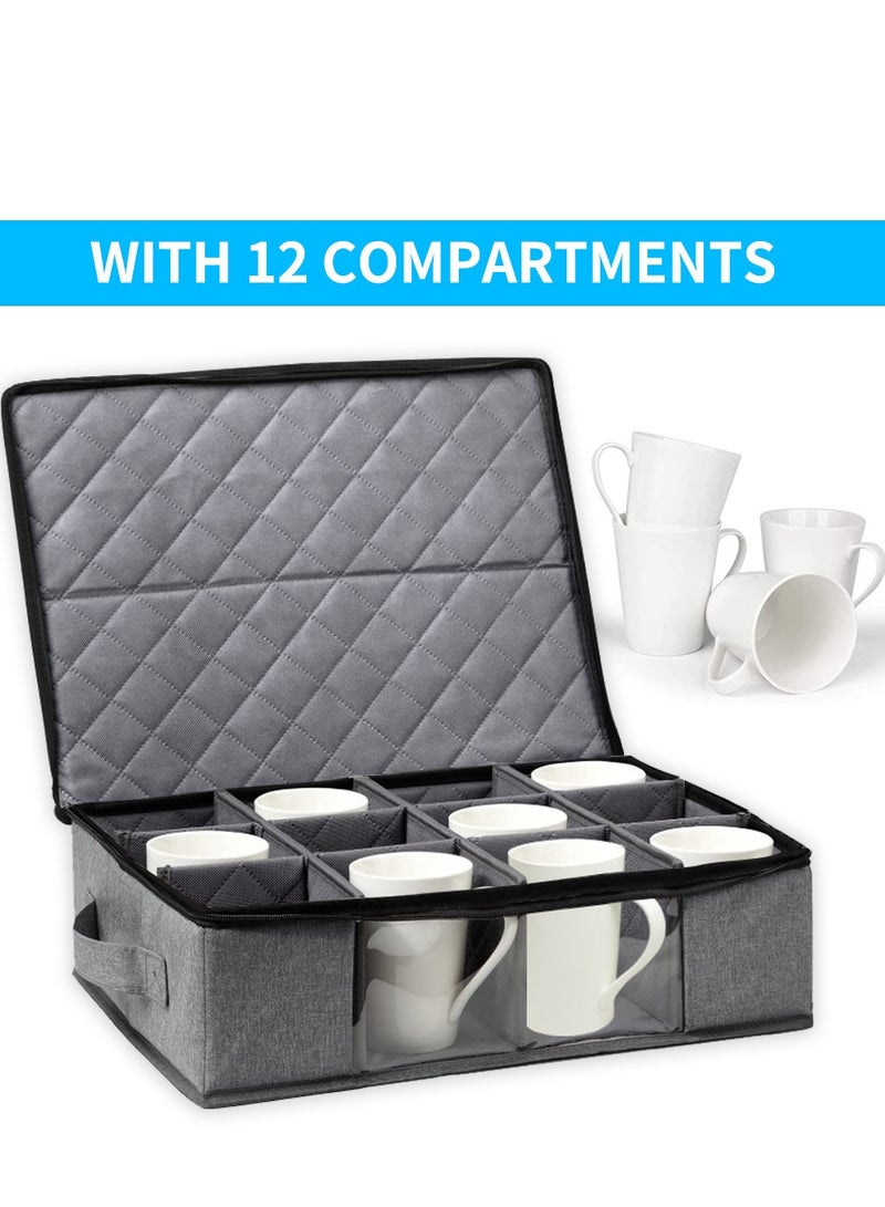 Tea Maker Mug And Cup Storage Box Coffee Mug Organizer Tea Cup Storage Container Glass Mug Storage Chest Case With Dividers - Image 3
