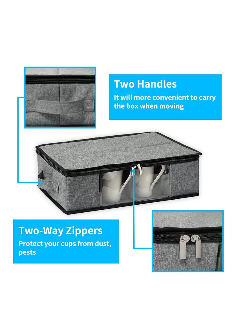 Tea Maker Mug And Cup Storage Box Coffee Mug Organizer Tea Cup Storage Container Glass Mug Storage Chest Case With Dividers - Image 4