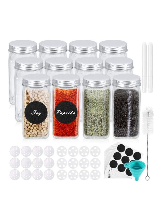 12-Pieces Spices Storage Bottles Clear 10cm - Image 1