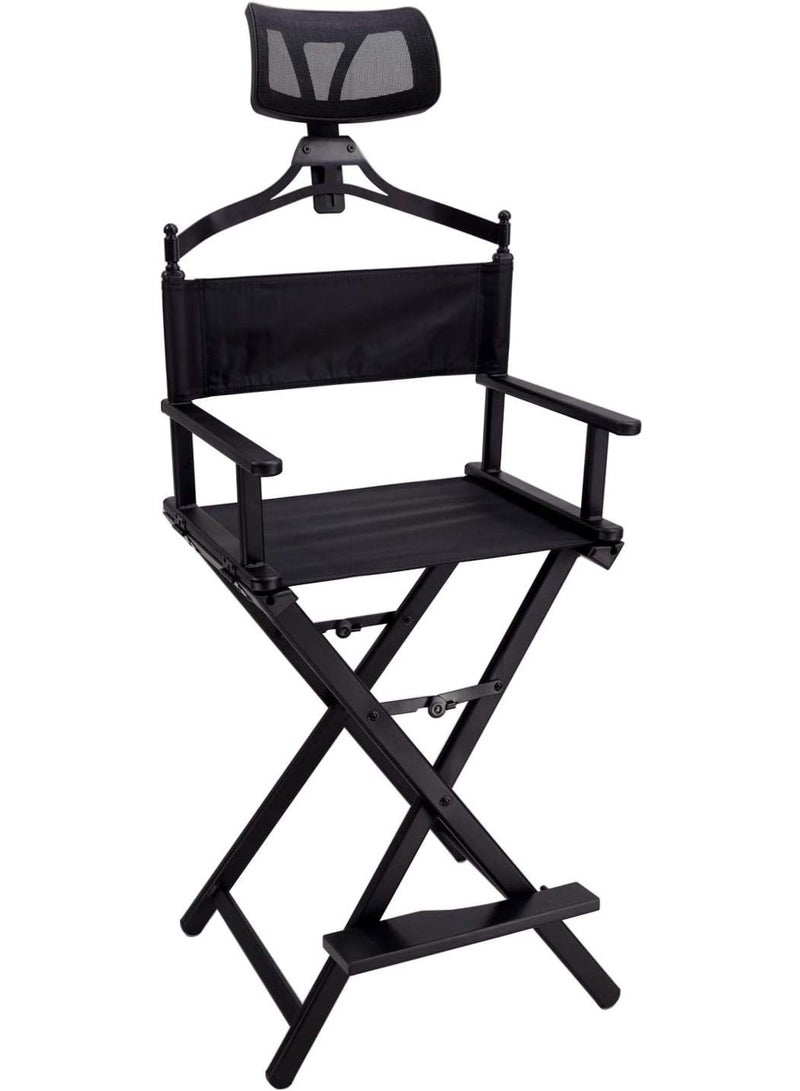 Portable Aluminum Director and Makeup Artist Chair with Headrest - Image 1