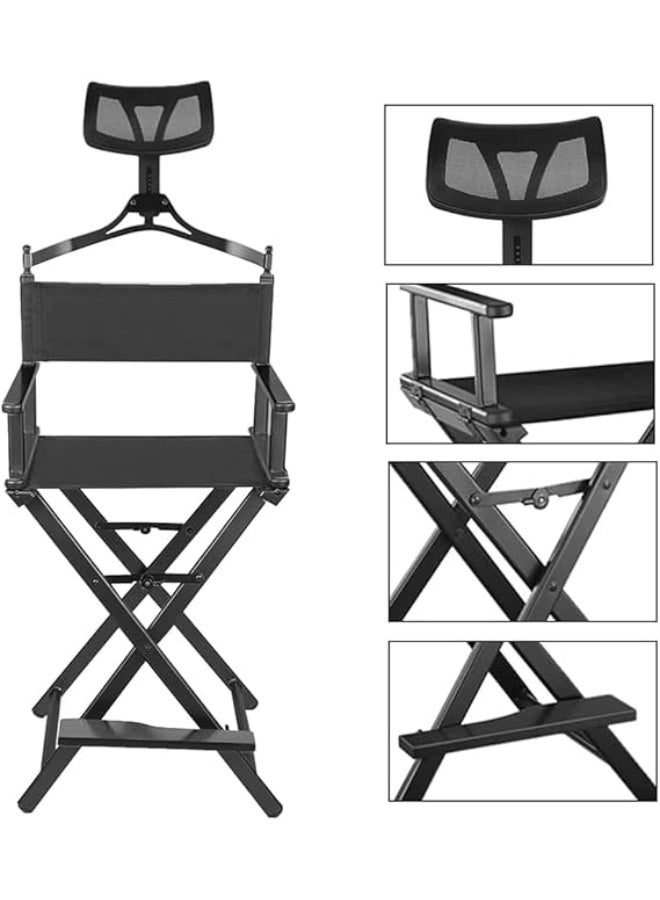 Portable Aluminum Director and Makeup Artist Chair with Headrest - Image 3
