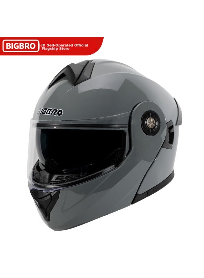 Bigbro Dual-lens Electric Scooter Helmet, Flip-up Helmet, Uni, All-season, Lightweight Battery-powered Scooter Helmet, Cement Gray, One Size Fits All - Image 2
