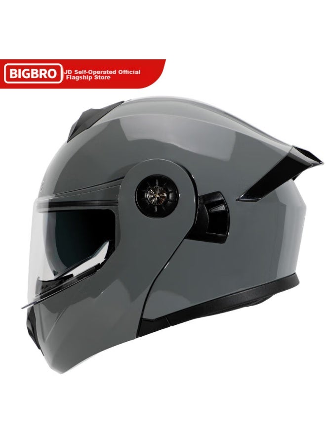 Bigbro Dual-lens Electric Scooter Helmet, Flip-up Helmet, Uni, All-season, Lightweight Battery-powered Scooter Helmet, Cement Gray, One Size Fits All - Image 3