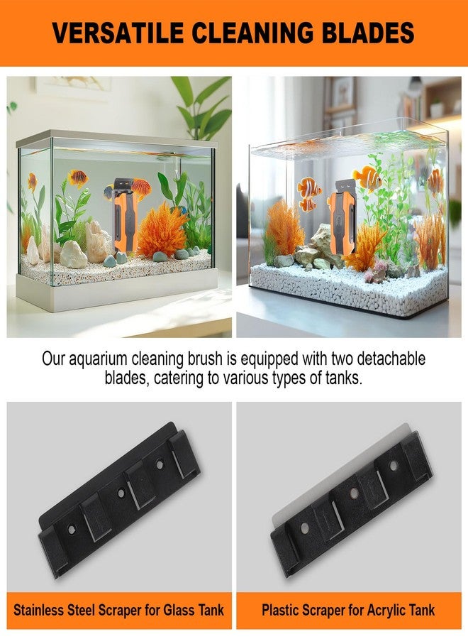 hygger Aquarium Magnetic Brush, Fish Tank Glass Algae Scrubber with Detachable Stainless Steel and Plastic Scraper, Magnetic Fish Tank Cleaner for Glass/Acrylic Fish Tank - Image 4