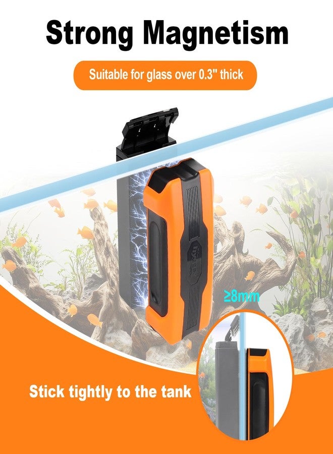 hygger Aquarium Magnetic Brush, Fish Tank Glass Algae Scrubber with Detachable Stainless Steel and Plastic Scraper, Magnetic Fish Tank Cleaner for Glass/Acrylic Fish Tank - Image 2