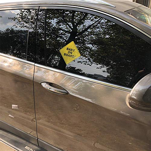 FINENIC Baby on Board Sticker for Cars (4 PCS) 5" by 5", Bright Yellow ABS Material, See-Through When Reversing, Waterproof and Heat Resistant Decal with Strong Adhesive - Image 5