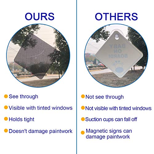 FINENIC Baby on Board Sticker for Cars (4 PCS) 5" by 5", Bright Yellow ABS Material, See-Through When Reversing, Waterproof and Heat Resistant Decal with Strong Adhesive - Image 3