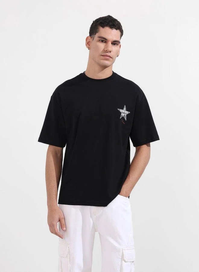 The Indian Garage Co Men Relaxed Fit Graphic Printed Crew Neck Half Sleeves T-Shirt