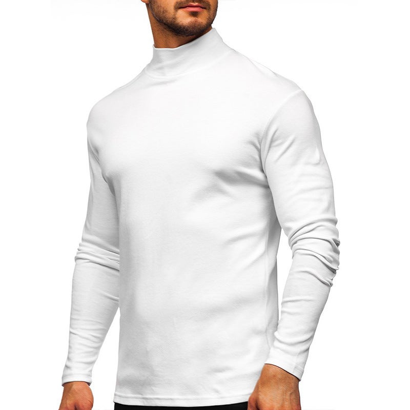Foreign Trade Men''s High Collar Warm Base Shirt Top Autumn and Winter Fleece-lined and Long Sleeve T-shirt Men''s Wear - Image 3