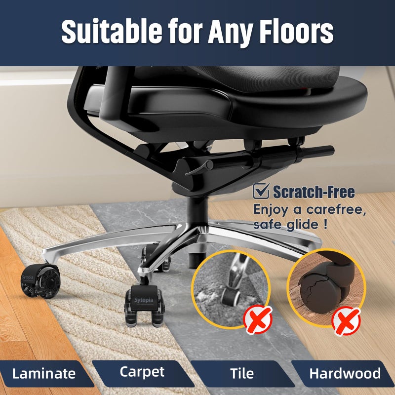 Sytopia Office Chair Wheels Replacement  2.5 Inch Heavy Duty Caster Set  For Carpet And Hardwood Floors  Universal Size 11X22Mm  Fits 99%  Black - Image 5