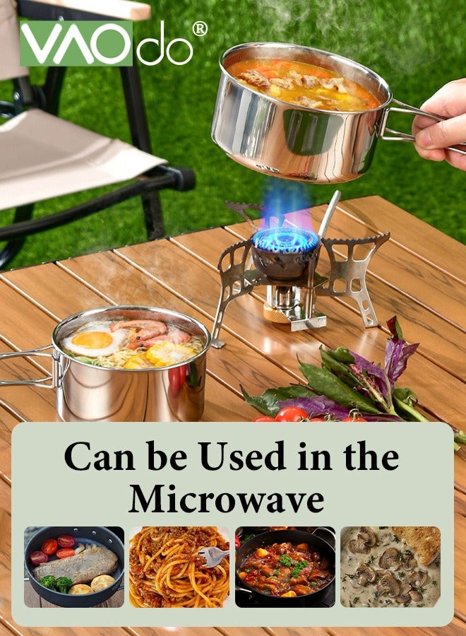 VAOdo Camping Cookware Set Stainless steel Camping Gear Compact Camping Pots and  Non Stick Pot Knife Spoon Set for Outdoor Backpacking Camping Hiking Picnic with Carry Bag  - Image 4