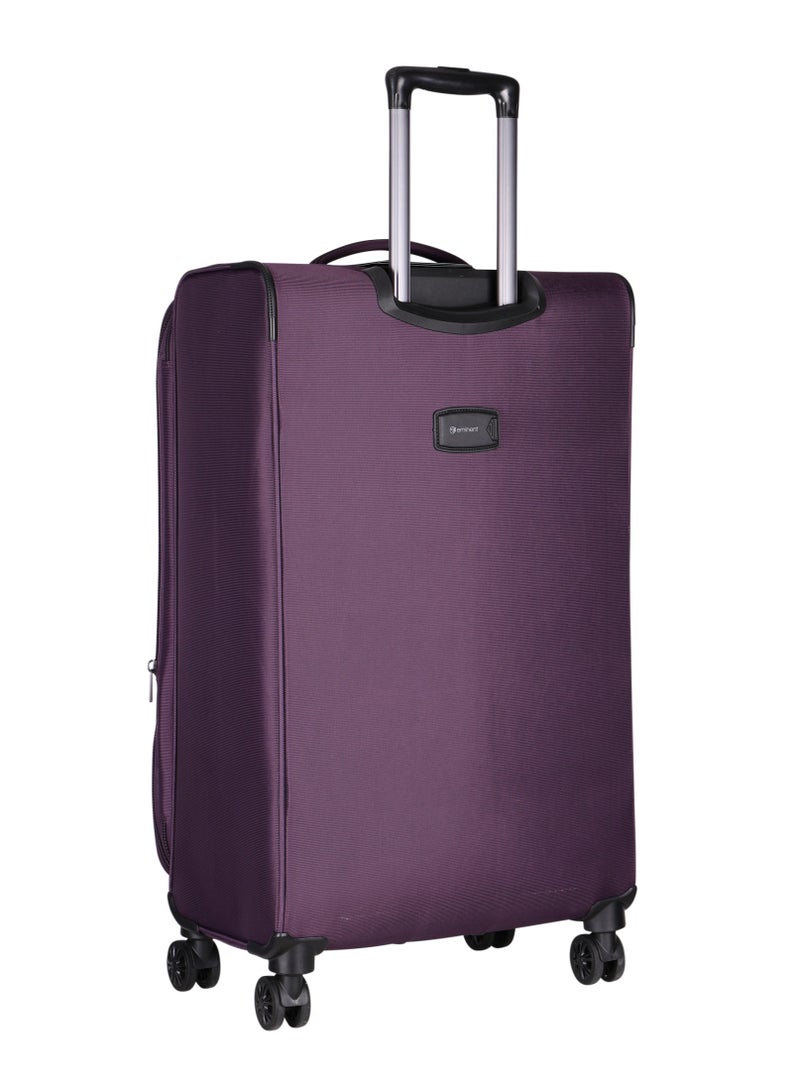 eminent Expandable Luggage Trolley Bag Soft Suitcase for Unisex Travel Polyester Shell Lightweight with TSA lock Double Spinner Wheels E777SZ Medium Checked 24 Inch Purple - Image 2