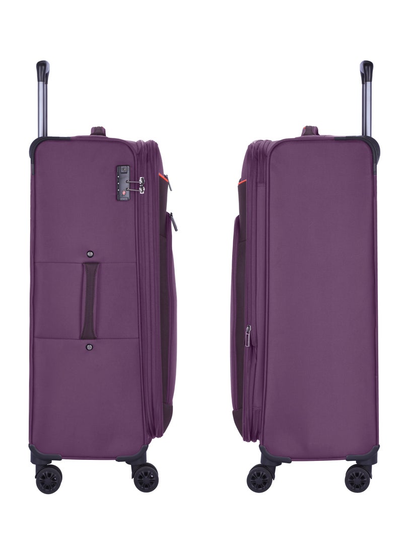 eminent Expandable Luggage Trolley Bag Soft Suitcase for Unisex Travel Polyester Shell Lightweight with TSA lock Double Spinner Wheels E777SZ Medium Checked 24 Inch Purple - Image 3