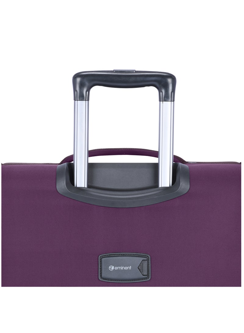 eminent Expandable Luggage Trolley Bag Soft Suitcase for Unisex Travel Polyester Shell Lightweight with TSA lock Double Spinner Wheels E777SZ Medium Checked 24 Inch Purple - Image 5