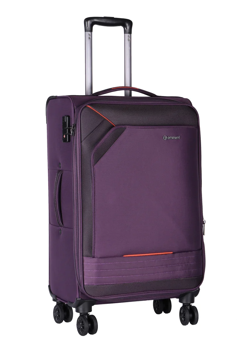 eminent Expandable Luggage Trolley Bag Soft Suitcase for Unisex Travel Polyester Shell Lightweight with TSA lock Double Spinner Wheels E777SZ Medium Checked 24 Inch Purple