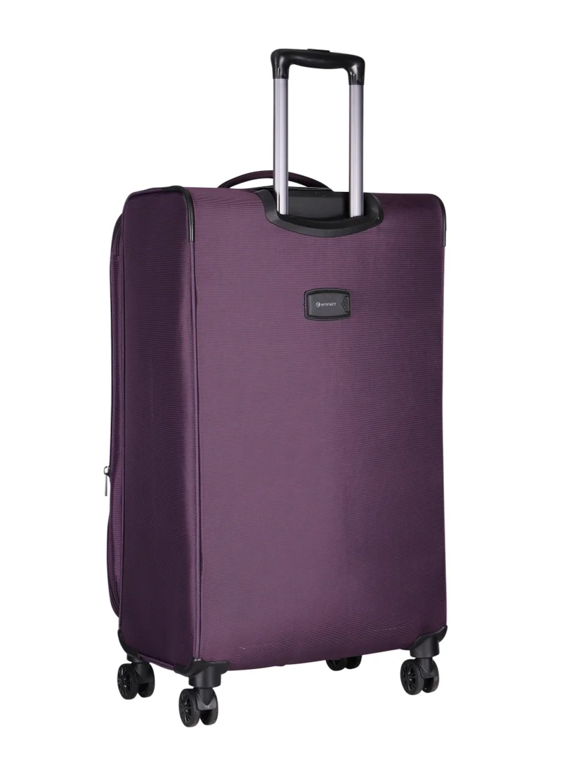 eminent Expandable Luggage Trolley Bag Soft Suitcase for Unisex Travel Polyester Shell Lightweight with TSA lock Double Spinner Wheels E777SZ Medium Checked 24 Inch Purple