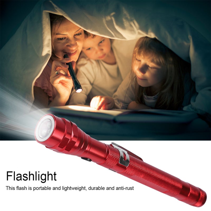Multi function Mini Flexible Telescopic LED Flashlight Rotatable Torch with Magnetic End (Red) - Image 2