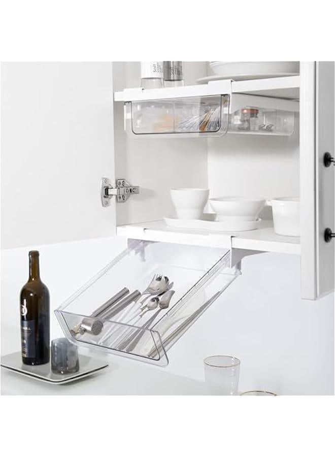 HOOKOR Under Shelf Drawer Pull Out Under Cabinet Spice Rack, Cupboard Storage Organizer Easy to Install, Durable Plastic Storage Organizer for Kitchen Pantry, Cabinet Accessories - Image 2