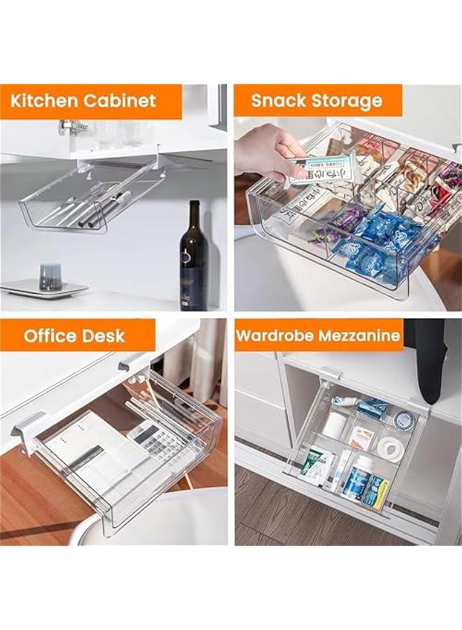 HOOKOR Under Shelf Drawer Pull Out Under Cabinet Spice Rack, Cupboard Storage Organizer Easy to Install, Durable Plastic Storage Organizer for Kitchen Pantry, Cabinet Accessories - Image 4