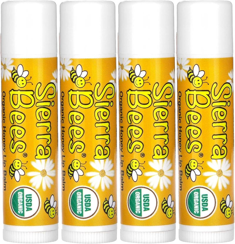 Sierra Bees Sierra Bees Organic Lip Balms, Honey, 4 Pack, 0.15 oz (4.25 g) Each 