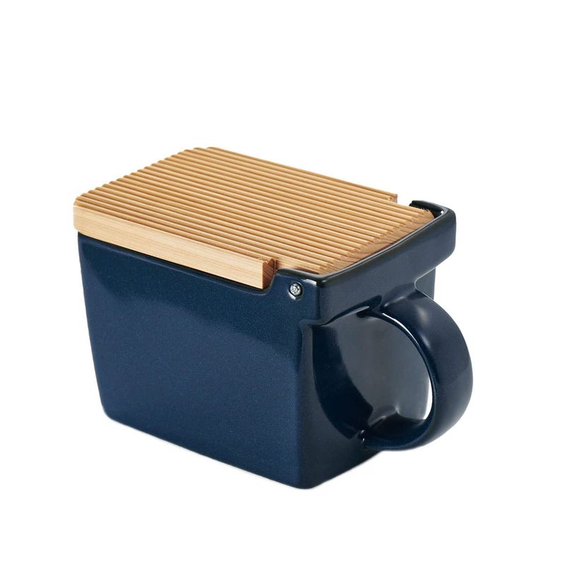ZERO JAPAN(ã‚¼ãƒ­ã‚¸ãƒ£ãƒ‘ãƒ³) Zero Japan Bee House Premium Salt Box with Hinoki Lid - Container for Sea Salt and Spices - Elegant Cellar for Kitchen Countertop - Jeans Blue, 16 oz - Image 2