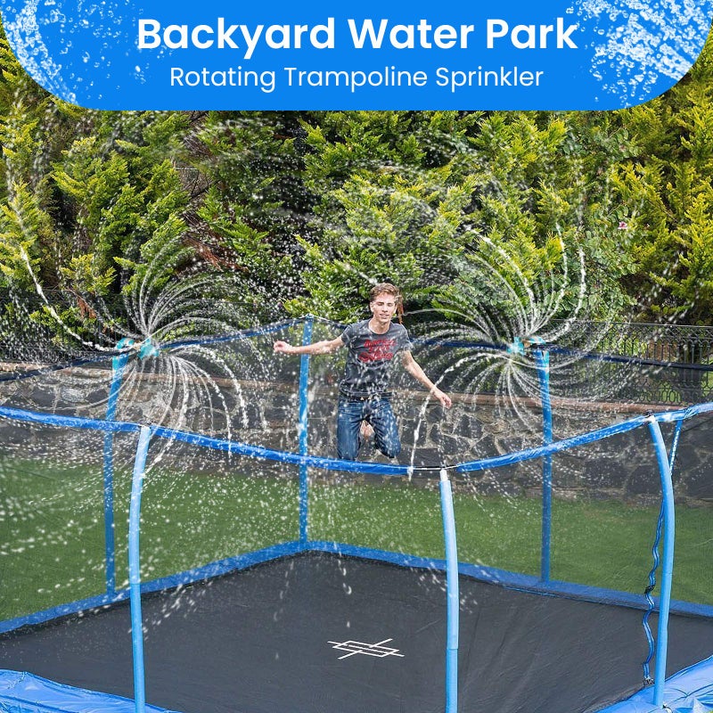 FCLLD Trampoline Sprinkler for Kids Backyard Water Park Net Friendly WaterWhirl Outdoor Game Toys Adjustable Summer Toys Included Accessories Tool Exclusive Copyright Blue - Image 3