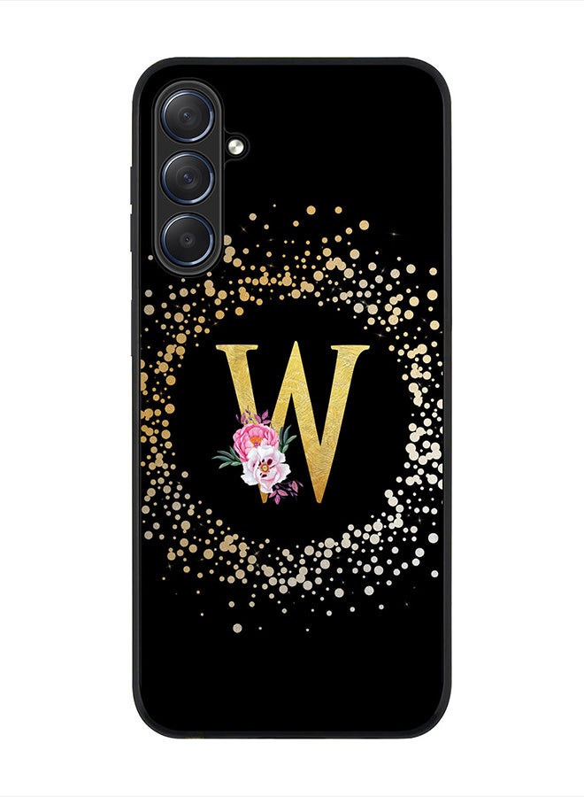 Stylizedd Cover for Samsung Galaxy M54 5G Case, Rugged Black Slim fit  Protective Phone Cases- Custom Monogram Initial Letter Floral Pattern Alphabet -W (Black) - Image 1