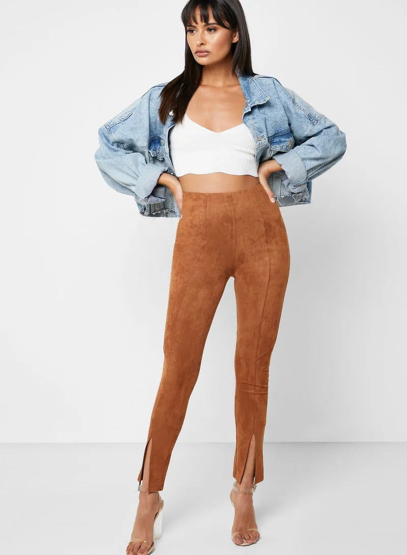 FOREVER 21 High Waist Front Split Leggings