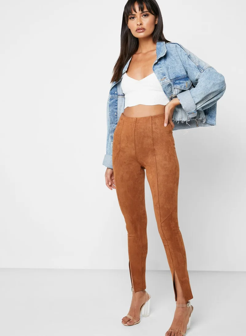 FOREVER 21 High Waist Front Split Leggings
