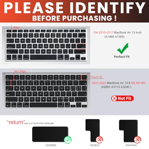 CaseBuy Ultra Thin Clear Keyboard Cover for Old MacBook Air 13 Inch A1466 A1369(Release 2010-2017) & MacBook Pro 13 Inch, MacBook Pro 15 Inch(2015 or Older Version, A1425 A1502 A1278 A1398), TPU - Image 2