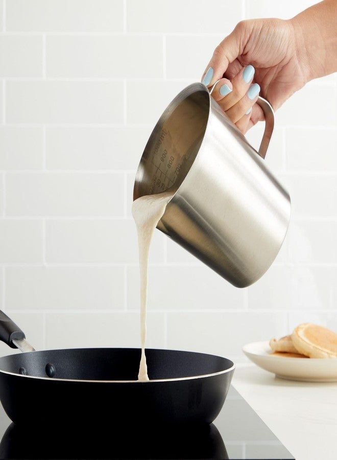 Juvale 4-Stainless Steel Metal Measuring Cups - 32 Oz/1000 mL, With Handle - Stainless Steel Graduated Pitcher with Ounce & Milliliter Markings - Image 3