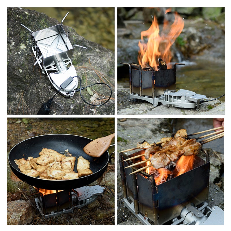 BRS Portable Palm-sized Camping Outdoor Wood-burning Stove Charcoal Burner BBQ Furnace Electronic Blower Stove - Image 3