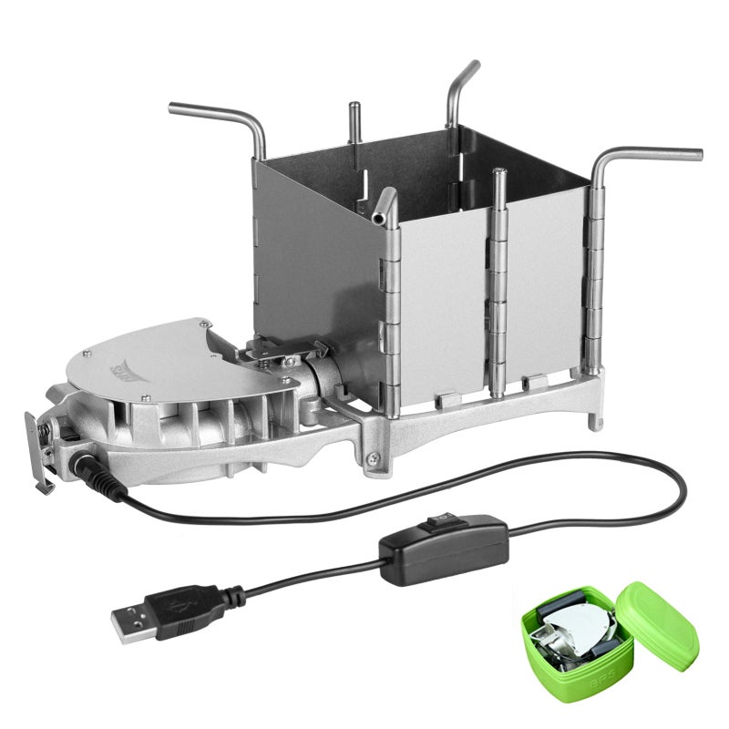 BRS Portable Palm-sized Camping Outdoor Wood-burning Stove Charcoal Burner BBQ Furnace Electronic Blower Stove - Image 1