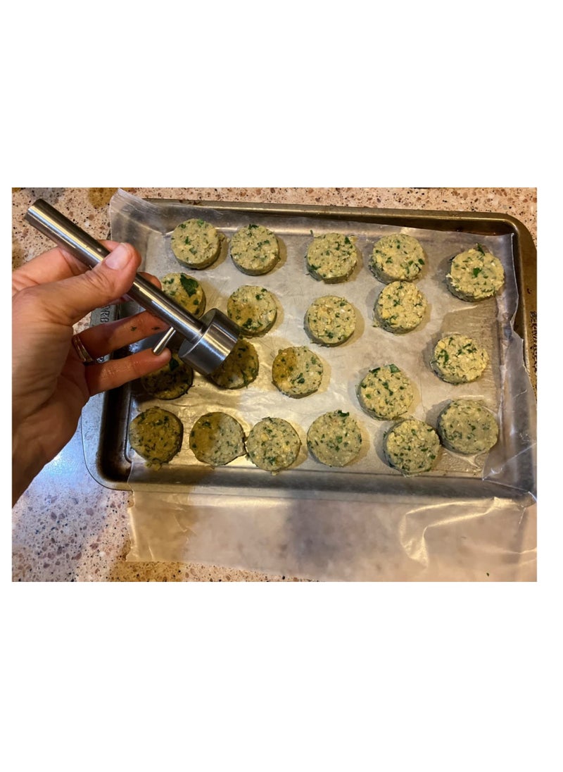 Generic - Stainless Steel Falafel Maker Scoop - Professional Meatball Portion Control Tool, Food Safe Non-Stick Mold for Frozen Falafel Mix, Silver Color, Ideal for Perfectly Shaped Falafel Balls. - Image 1