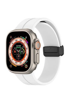 Generic For Apple Watch 49mm Ultra Series 8 D-Shape Magnetic Clasp Silicone Replacement Sport Wristband Band-White  - Image 3