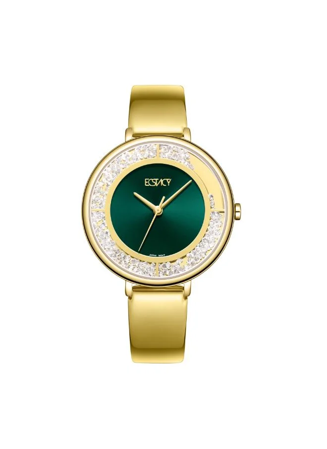 ECSTACY Women's Analog Display Watch With Gold Stainless Steel Strap - E23501-GBGG
