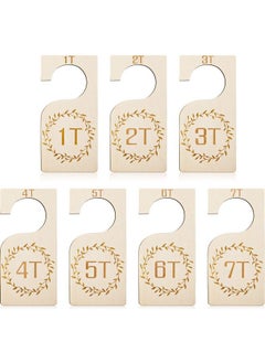 Patelai 7 Pieces Baby Closet Size Divider Wooden Kids Closet Organizers Hanging Closet Dividers From 1T To 7T For Home Nursery Baby Kids Newborn Infant Clothes  - Image 1