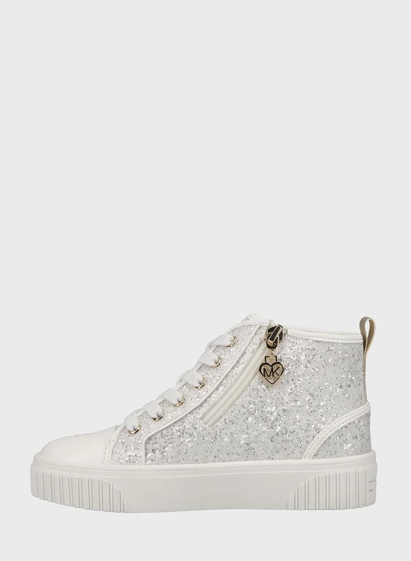 Michael Kors Youth Skate Split 3 Glitter High Top Lace Up Sneakers