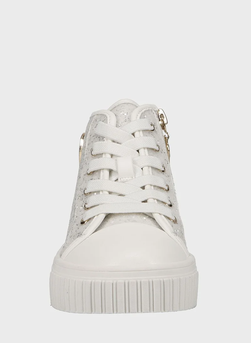 Michael Kors Youth Skate Split 3 Glitter High Top Lace Up Sneakers