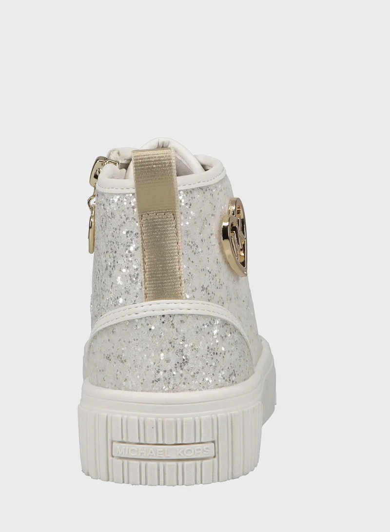 Michael Kors Youth Skate Split 3 Glitter High Top Lace Up Sneakers