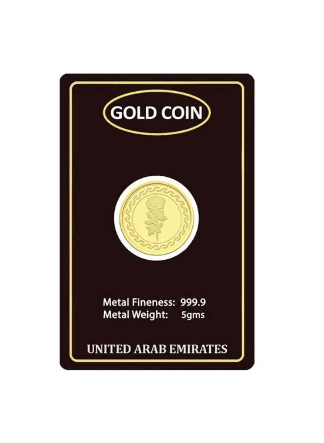 Rizan Jewellery 5g Gold Coin 24 Karat 999.9 Flower & UAE Heritage Building Design - Image 1