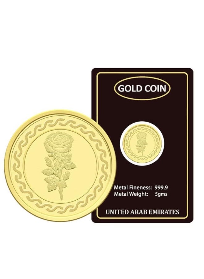 Rizan Jewellery 5g Gold Coin 24 Karat 999.9 Flower & UAE Heritage Building Design - Image 5