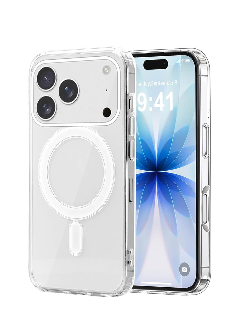 Magnetic Cover for iPhone New 17 Pro Max Compatible with MagSafe, Shockproof Mobile Phone Bumper Case, Anti-Scratch Back (Transparent) - Image 1