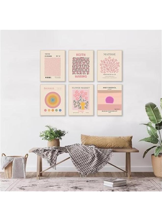 KBKBART Matisse Wall Art Prints, Abstract Matisse Wall Art Exhibition Posters, Minimalist Pink Matisse Flower Market Yayoi Kusama Mix Gallery Wall Art, Boho Canvas Art Prints Beige Pink Room Decor for Room - Image 2