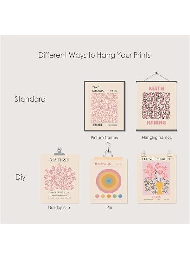 KBKBART Matisse Wall Art Prints, Abstract Matisse Wall Art Exhibition Posters, Minimalist Pink Matisse Flower Market Yayoi Kusama Mix Gallery Wall Art, Boho Canvas Art Prints Beige Pink Room Decor for Room - Image 5