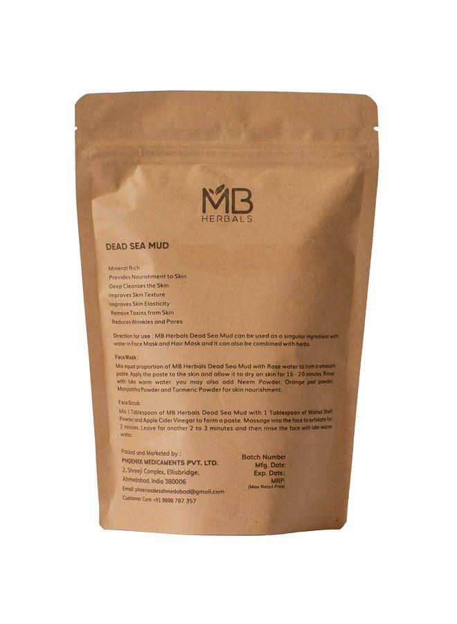 MB Herbals Dead Sea Mud 227 Gram | Half Pound | Nourishes Exfoliates Softens & Detoxify the Skin | DRY CLAY POWDER - Image 2